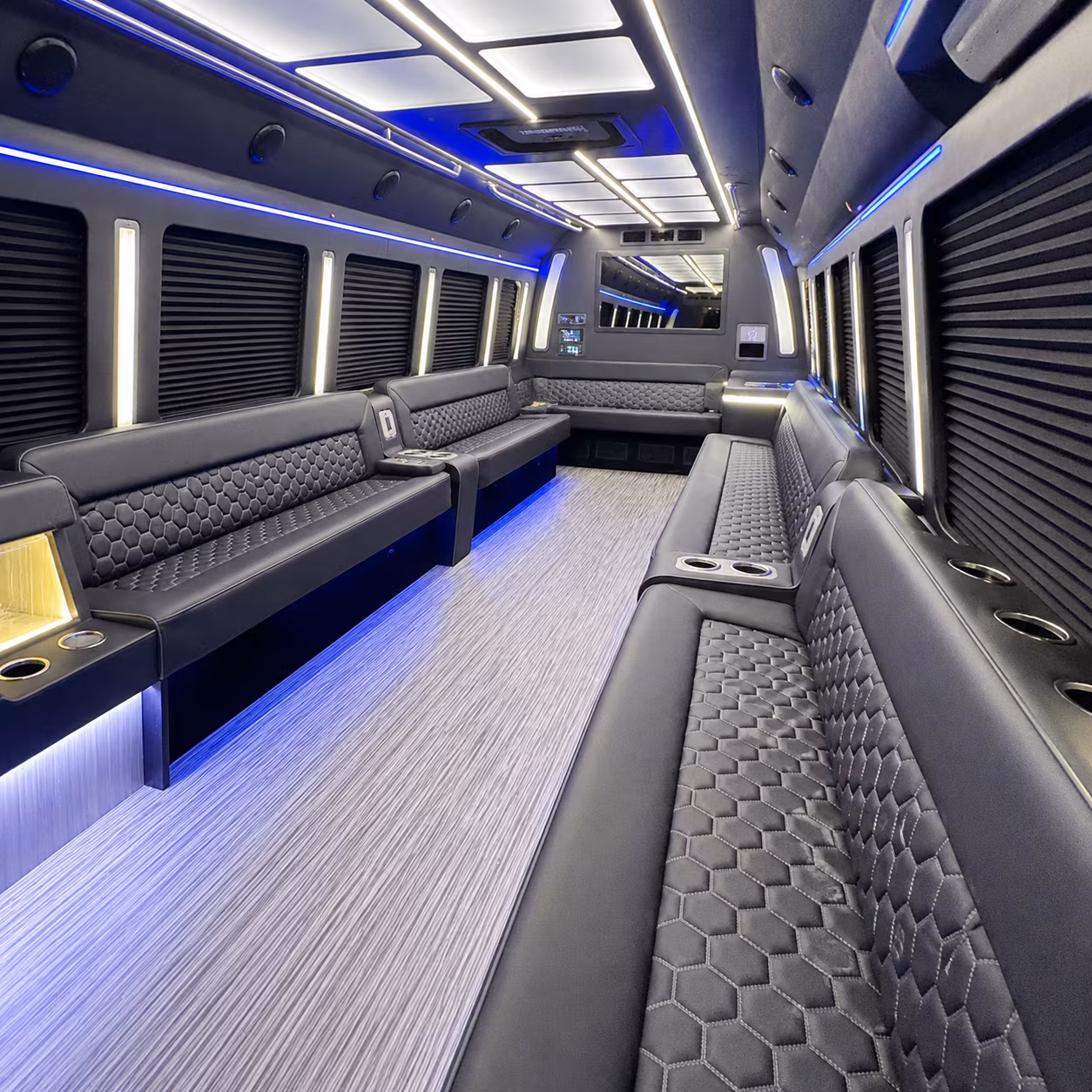 shelby party bus rental interior